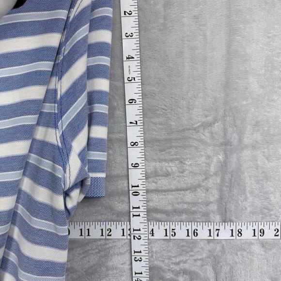 L.L. Bean Striped Polo Shirt Blue White MenXL Regular Short Sleeve Casual Cotton - Picture 7 of 8